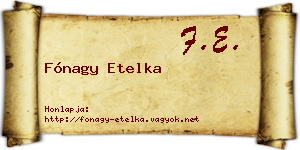 Fónagy Etelka névjegykártya